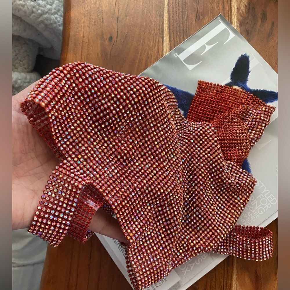 Rectangular Short Top With Red Straps And Crystal… - image 3